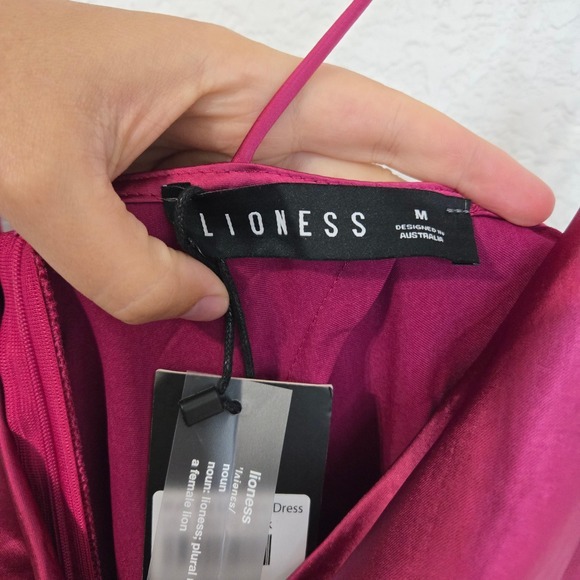 Lioness Walk The Line Midi Dress US 6 AU 10 Pink Cowl Neck Slip Slit - Picture 6 of 7